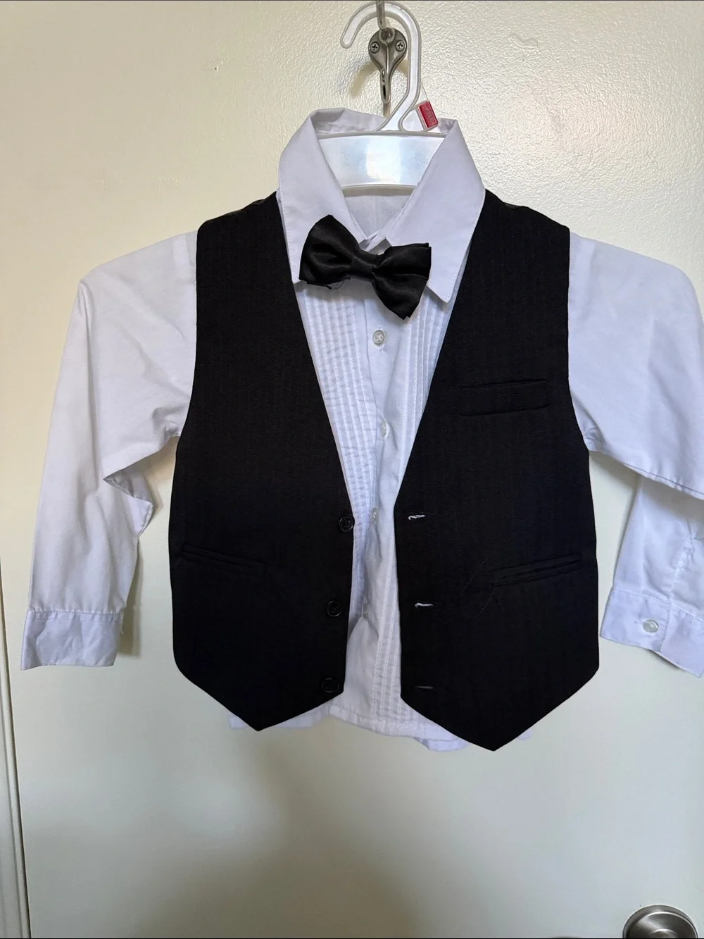 Kids Black Dress Vest and Bow Tie Set